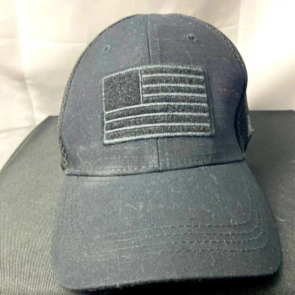HIGHLAND TACTICAL MENS ONE SIZE FITS MOST BLACK AMERICAN FLAG PATCH ON‎ FRONT